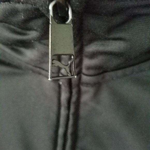 Puma Full Zip Track Jacket Front Pockets Adult Large Black/White Long Sleeve - Picture 3 of 8